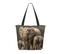 KCGSDEGV Borsa tote da donna con stampa di parole e lezioni di matematica con formule e forme, borsa a tracolla leggera con cerniera per shopping, scuola, lavoro, viaggi, Elefante Famiglia 1, Taglia