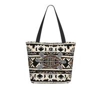 KCGSDEGV Borsa tote da donna con stampa di parole e lezioni di matematica con formule e forme, borsa a tracolla leggera con cerniera per shopping, scuola, lavoro, viaggi, Tartaruga etnica a righe