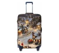 KCGSDEGV Christmas Village Prints, copertura elastica per bagagli con cerniere invisibili, protezione universale per valigie da viaggio, viaggi d'affari, Nero , S(18-21inch suitcase), Valigia