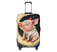 KCGSDEGV Copertura elastica per bagagli con stampe di animali seduti sulla luna, con cerniere invisibili, protezione universale per viaggi, viaggi d'affari, Nero , M(22-24inch suitcase), Valigia