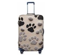 KCGSDEGV Copertura elastica per bagagli con stampe di impronte di animali con cerniere invisibili, protezione universale per viaggi, viaggi d'affari, Nero , L(25-28inch suitcase), Valigia