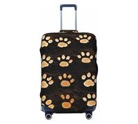KCGSDEGV Copertura elastica per bagagli con stampe di impronte di cane, con cerniere invisibili, protezione universale per valigie da viaggio, viaggi d'affari, Nero , S(18-21inch suitcase), Valigia