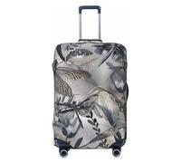 KCGSDEGV Copertura elastica per bagagli con stampe di libellule grigie con cerniere invisibili, protezione universale per valigie da viaggio, viaggi d'affari, Nero , XL(29-32inch suitcase), Valigia