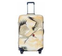 KCGSDEGV Copertura elastica per bagagli con stampe di uccelli giapponesi con cerniere invisibili, protezione universale per viaggi, viaggi d'affari, Nero , S(18-21inch suitcase), Valigia