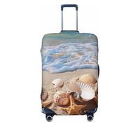 KCGSDEGV Copribagagli elastico con cerniere invisibili, con stampa di conchiglie sulla spiaggia, protezione universale per valigie da viaggio, viaggi d'affari, Nero , L(25-28inch suitcase), Valigia
