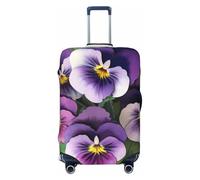 KCGSDEGV Copribagagli elastico con cerniere invisibili, motivo floreale con viole del pensiero, protezione universale per viaggi, viaggi d'affari, Nero , L(25-28inch suitcase), Valigia