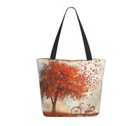 KCGSDEGV Divertente borsa tote con stampa di api per le donne borsa con manico grande borsa a tracolla leggera con cerniera per shopping, scuola, lavoro, viaggi, Vecchia bici sotto l'albero, Taglia