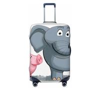 KCGSDEGV Elephant and Piggie Prints, copertura elastica per bagagli con cerniere invisibili, protezione universale per valigie da viaggio, viaggi d'affari, Nero , XL(29-32inch suitcase), Valigia