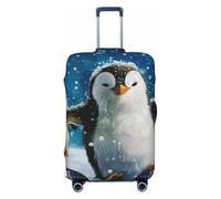 KCGSDEGV Happy Penguin Prints, copertura elastica per bagagli, con cerniere invisibili, protezione universale per valigie, viaggi, viaggi d'affari, Nero , M(22-24inch suitcase), Valigia