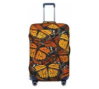 KCGSDEGV Heaps of Orange Monarch Butterflies - Copertura elastica per bagagli con cerniere invisibili, protezione universale per valigie da viaggio, viaggi d'affari, Nero , L(25-28inch suitcase