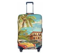 KCGSDEGV Island of Cuba Prints, copertura elastica per bagagli con cerniere invisibili, protezione universale per valigie, viaggi, viaggi d'affari, Nero , L(25-28inch suitcase), Valigia