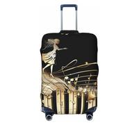 KCGSDEGV Novel - Copertura elastica per bagagli con stampe di note musicali, con cerniere invisibili, protezione universale per viaggi, viaggi d'affari, Nero , S(18-21inch suitcase), Valigia