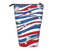 KCGSDEGV Patriotic Stars Stripes Independence Day Prints, astuccio espandibile per penne scolastiche, trucchi e viaggi, per studenti e artisti