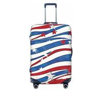 KCGSDEGV Patriotic Stars Stripes Independence Day Prints, copertura elastica per bagagli con cerniere invisibili, protezione universale per valigie da viaggio, viaggi d'affari, Nero , M(22-24inch