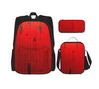 KCGSDEGV Set di 3 borse per la scuola con stampa notturna con stadio di calcio, satdium, campo, luce notturna, set da 3 pezzi con borsa per il pranzo e astuccio, grazioso zaino per studenti per