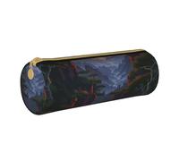 KCGSDEGV Shining Overlook - Astuccio rotondo in pelle, con stampa, per matite, penne, cancelleria, organizer per scuola, ragazze e ragazzi