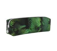 KCGSDEGV Simpatico astuccio con pelle di serpente verde stampato astuccio portapenne portapenne scuola cancelleria organizzatore matita scatola