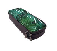 KCGSDEGV Simpatico astuccio per penne con foglie di palma verdi stampate, per studenti, ragazze, ragazzi, grazioso astuccio in pelle per matite, organizer per scuola, lavoro, viaggi