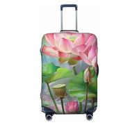 KCGSDEGV Spirit of the Flowers Prints, copertura elastica per bagagli con cerniere invisibili, protezione universale per valigie, viaggi, viaggi d'affari, Nero , M(22-24inch suitcase), Valigia