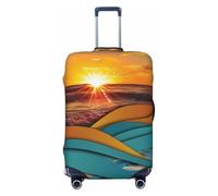 KCGSDEGV Sunset and Sunrise - Copertura elastica per bagagli con stampe di onde marine, con cerniere invisibili, protezione universale per valigie da viaggio, viaggi di lavoro, Nero , XL(29-32inch