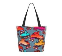 KCGSDEGV Sunset Sea Surf Seascape Printing Tote Bag per le donne Borsa a tracolla grande leggera con cerniera per shopping, scuola, lavoro, viaggi, Pattini a rotelle retrò colorati, Taglia unica