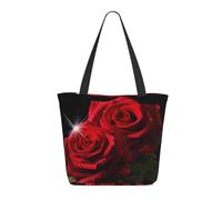 KCGSDEGV Sunset Sea Surf Seascape Printing Tote Bag per le donne Borsa a tracolla grande leggera con cerniera per shopping, scuola, lavoro, viaggi, Rose rosse., Taglia unica