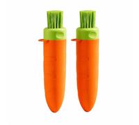 KCHFEVQ 2 Pezzi Processore per Ginger e Aglio Multifunzione Lamina in Acciaio e Setole Facile da Pulire Pelapatate Manuale, Rosso