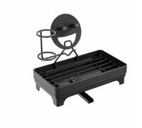 KCHFEVQ Kitchen Drain Rack Portaricambi Lavello Portaspugna Portaspazzole Porta Detersivo con Uscita di Scarico Frontale in Acciaio Inossidabile con Supporto, Nero, Moderno E Minimalista