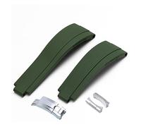 KCHSRKHXC 20 mm 21 mm per cinghia di orologio in gomma con fibbia d'argento e fasce di giunti ad arco