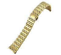 KCHSRKHXC 20mm 16mm 19mm Stainless Steel Watchband Replacement for Omega De Ville Prestige Orbis Edition Watch Strap Metal Glossy Bracelet (Color : Golden, Size : 19mm)