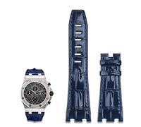 KCHSRKHXC 28mm Imported Leather Strap for AP for Audemars Piguet 42mm for Royal Oak Offshore Watch Band Accessories Pin Buckle 15710/15703 (Color : Black Strap, Size : with Rose Buckle)