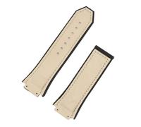 KCHSRKHXC 29 * 19 mm in pelle in pelle in gomma silicone orologio da orologio cinghia compatibile con serie 30mm (colore: cinturino beige, fibbia nera taglia)