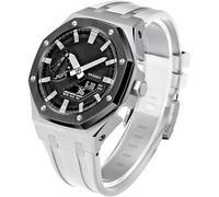 KCHSRKHXC 5th Gen Metal Watch Case+Rubber Band Mod Kit，For GM2100 Ga2100/GA2110 Stainless Steel Bezel Strap Modfication Men's Watch Modding Replacement Accessories Set