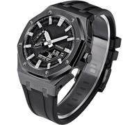 KCHSRKHXC 5th Gen Metal Watch Case+Rubber Band Mod Kit，For GM2100 Ga2100/GA2110 Stainless Steel Bezel Strap Modfication Men's Watch Modding Replacement Accessories Set