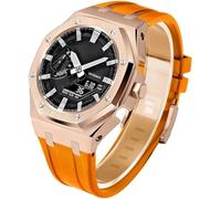 KCHSRKHXC 5th Gen Metal Watch Case+Rubber Band Mod Kit，For GM2100 Ga2100/GA2110 Stainless Steel Bezel Strap Modfication Men's Watch Modding Replacement Accessories Set