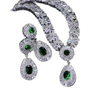KCHSRKHXC 6 colori perline grandi blu verde blu cubico zirconite da donna set di gioielli per feste serali