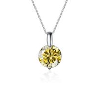 KCHSRKHXC Accessori Collana con Ciondolo in moissanite da 1 a 3 ct per Donna, collane con Diamanti in moissanite Colore D Giallo/Blu/Rosa, Gioielli per Moglie Mamma