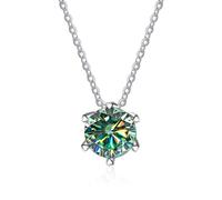 KCHSRKHXC Accessori Collana in Moissanite da 1 a 2 ct per Donna, collane con Diamanti Colore D Rosa/Blu/Verde, Gioielli per Compleanno, Anniversario, San Valentino
