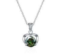 KCHSRKHXC Accessori Collane a Cuore per Donna, Collana con Diamanti Moissanite 1CT, Collane con Pendente Moissanite D Colore Blu Verde Rosa, Gioielli