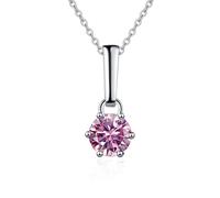 KCHSRKHXC Accessori Collane con Ciondolo in Moissanite a Taglio Rotondo da 1 a 2 D per Donna Collana a Sei Artigli per Donna - Compleanno di San Valentino