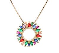 KCHSRKHXC Bella collana a fiore di cristallo a cristallo cubico Multicolore Cubbic Circolo Viper Round Round Women's Cipcant Collace Wedding