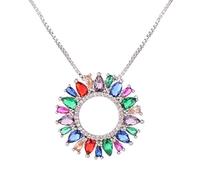 KCHSRKHXC Bella collana a fiore di cristallo a cristallo cubico Multicolore Cubbic Circolo Viper Round Round Women's Cipcant Collace Wedding