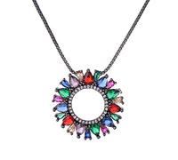KCHSRKHXC Bella multicolore cubic zirconia cristallo fiore collana vipera cerchio rotondo donna ciondolo collana matrimonio