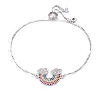 KCHSRKHXC Bellissimo fascino arcobaleno femmina ragazza a catena regolabile a catena cubica zirconia cristallo donna regalo gioiello