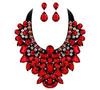 KCHSRKHXC Bigiotteria per donna, set di orecchini con collana di dichiarazione e colletto grosso in cristallo con strass