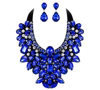 KCHSRKHXC Bigiotteria per donna, set di orecchini con collana di dichiarazione e colletto grosso in cristallo con strass