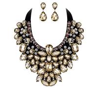 KCHSRKHXC Bigiotteria per donna, set di orecchini con collana di dichiarazione e colletto grosso in cristallo con strass