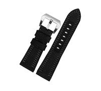 KCHSRKHXC Canvas Watchband for PAM00984 985 441 Series Nylon Canvas Leather Wristband 24mm26mm Strap (Color : Blue Gray line, Size : 26mm Silver Buckle)