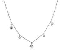 KCHSRKHXC Catene a Forma di Stella con Fiori in Argento Sterling 925 con zirconi Dorati, Collana Girocollo, Gioielli in Cristallo