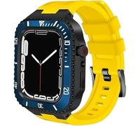 KCHSRKHXC Ceramics Watch Case+Watch Band Modification Kit,For 8 7 45mm,Metal Stainless Steel Bezel Silicone Watch Strap Retrofit Set,For Series 6 SE 5 4 44mm